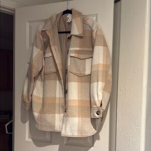 Plaid Beige and Cream Men's Jacket Thick
